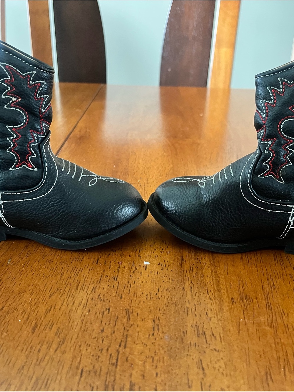 healthtex Black Kids Western Boots with Red Stitching - Picture 3 of 7